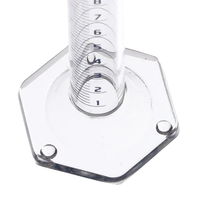 EISCO Graduated Cylinder, 10ml - Class A Tolerance Â±0.10ml - Hexagonal Base - Blue Graduations - Borosilicate 3.3 Glass - Eisco Labs - Image 4